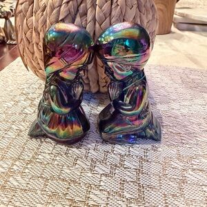 Fenton Iridescent Praying Figurines carnival glass